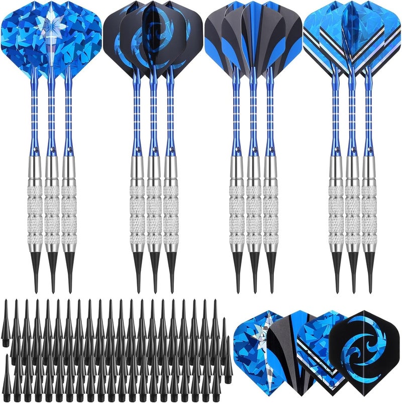 GWHOLE Soft Tip Darts Set, 12pcs Aluminum Metal Body Professional Darts Plastic Tip with 16 Dart Flights and 200 Plastic Tips for Adult Electronic Board Bar Supply - Image 1